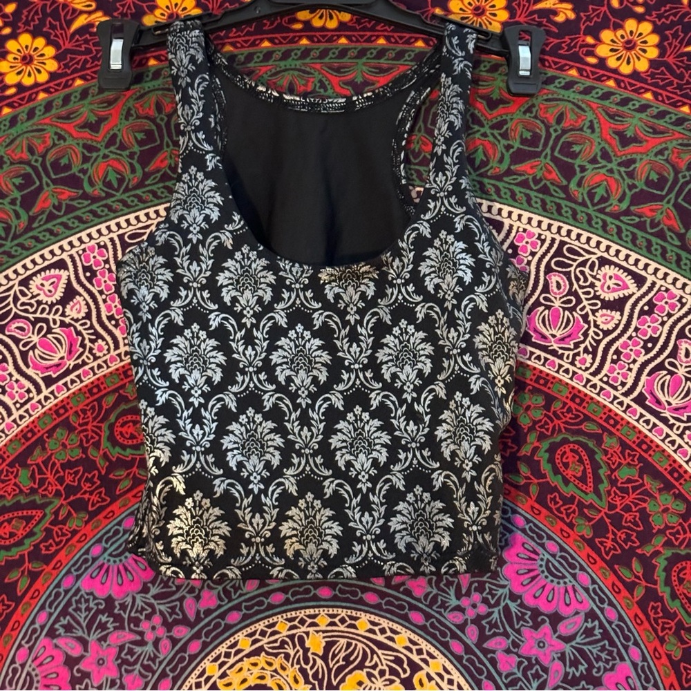 BlackMilk- Wallpaper Shiny Shiny Reversible Crop Top- Size Small